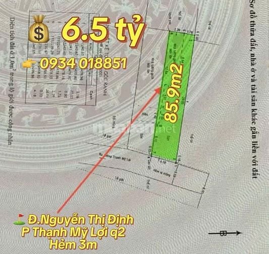 Bán đất hẻm ô tô , đ. Lê Văn Thịnh rẽ vào 
