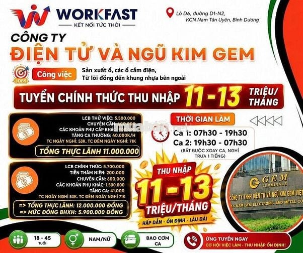 Tuyển Việc làm khu vực bình dương
