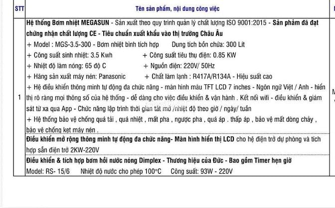 Bình nước nóng Megasun MGS-3.5-300. 300lit mới 90%