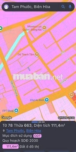 Bán đất khu 92 tam phước gần chợ an bình ,lục quân 5x22 sổ riêng thổcu