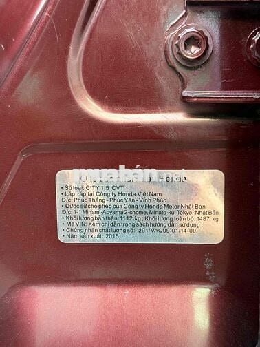 Honda City 2015 1.5 CVT Số tự động Đỏ 11.6 vạn KM
