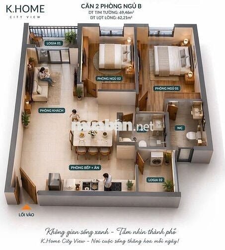 Căn 2PN Được Quan Tâm Nhiều Nhất Tại Dự Án Nhà Ở Xã Hội K-HomeCITYVIEW
