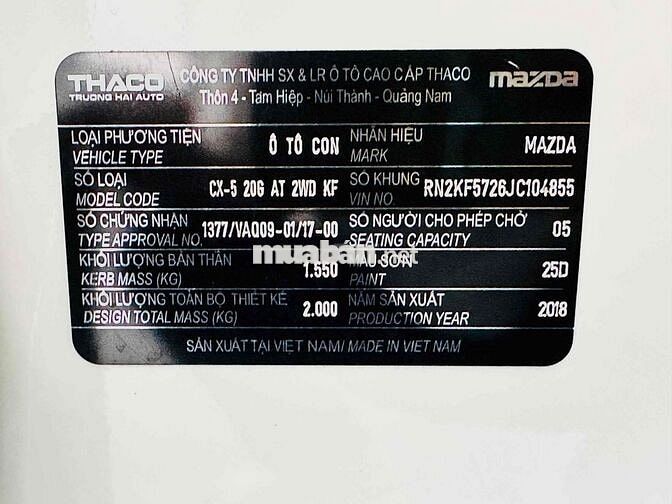 Mazda CX5 2.0 AT 2018 Trắng 46.000 km