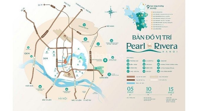 Chỉ 1.8 tỷ sở hữu căn LK 102m2 tại dự án xanh Pearl Rivera Mê Linh