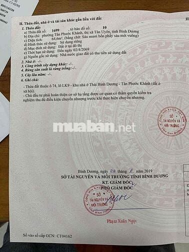 Bán đất khu nhà ở Thái Bình Dương Tân Phước Khánh