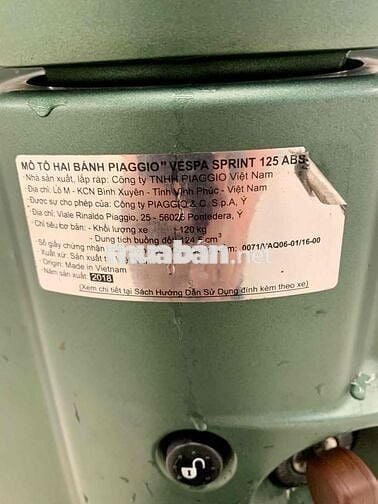 Vespa Sprint 125 ABS 2018 Xanh Rêu Nhám Chính Chủ