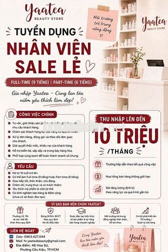 [TUYỂN DỤNG] NHÂN VIÊN SALE LẺ TP.HCM