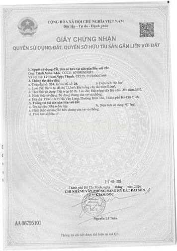 BÁN NHÀ, HỒ VĂN LONG, (NGÃ 4 GÒ MÂY), Q.BÌNH TÂN, DT: 4x20m, 1 LỬNG