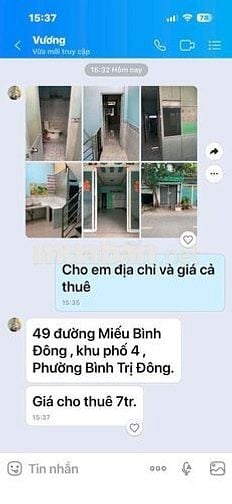 Cho thuê nhà nguyên căn Miếu Bình Đông