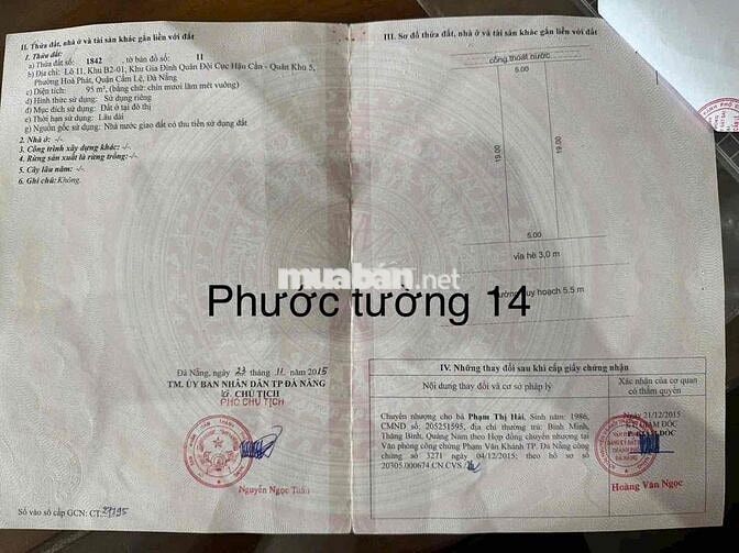 Bán lô đất MT  Phước Tường 14 Giá bằng đất kiệt