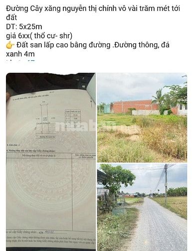 Bán đất  long an 100% thổ cư, dt : ngang 5 ×22m giá 580tr  