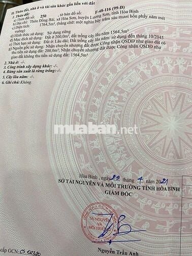 chỉ hơn 10tr m2 hòa sơn , lương sơn , hòa bình