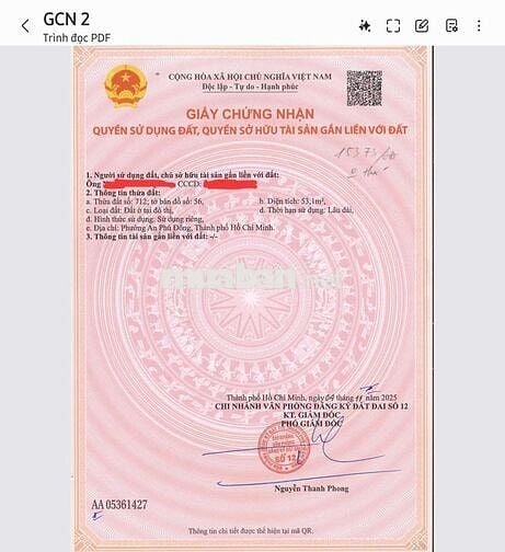 53m2 Phường An Phú Đông. Quận 12 cũ TPHCM