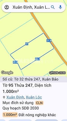 Bán đất xuân định.xuân lộc 1 tỷ 3