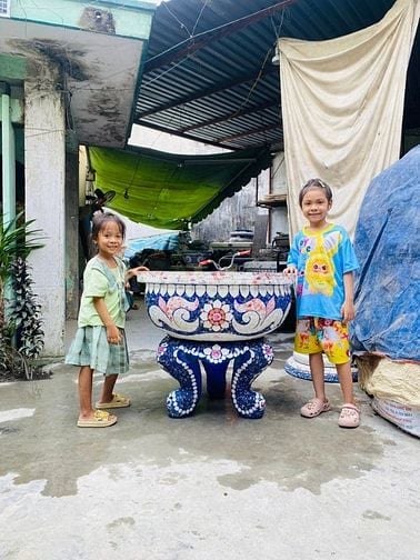 Cơ sở chậu hoa Thế Sơn - chậu hoa dán sành sứ - chậu khảm sành - cẩn 