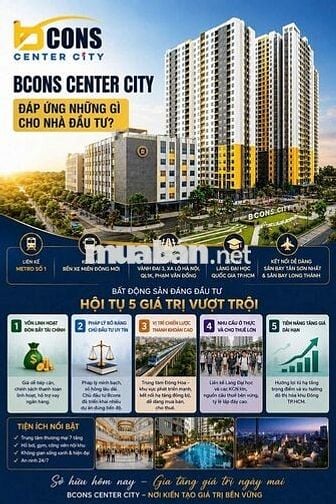 🏙️ Bcons Center City giỏ hàng F0 từ CĐT BCONS