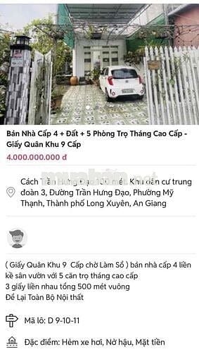 Bán nhà cấp 4 sân vườn- 5 phòng trọ tháng sạch đẹp