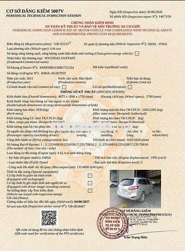 Hyundai Santafe 2011 Máy Dầu AT Nhập Hàn Chính Chủ
