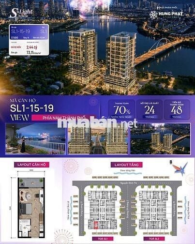 2,1TỶ CHO CĂN HỘ SLIGHT TOWER TRUNG TÂM ĐÀ NĂNG VIEW PHÁO HOA SÔNG HÀN