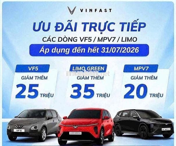 VinFast VF5 new chỉ đưa 50tr nhận xe