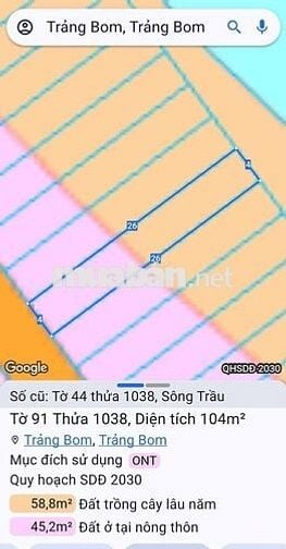 Siêu ngộp! 105m2, đất thổ cư, đường nhựa gần KCN Bàu Xéo và VĐ4