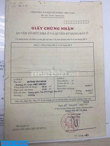 BÁN NHÀ 2 MẶT TIỀN TRƯỚC VÀ SAU : 49 HUỲNH VĂN BÁNH - P. 17 -PHÚ NHUẬN