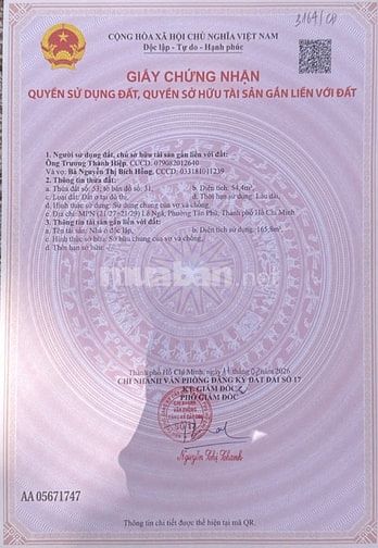 MẶT TIỀN NỘI BỘ LÊ NGÃ, TÂN PHÚ - 58,5M2 - 1T, 2L - CHỈ 8.6 TỶ TL
