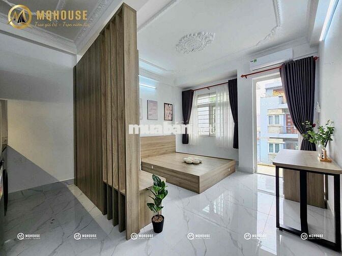 STUDIO TÁCH BẾP BAN CÔNG CỬA SỔ FULL NỘI THẤT GẦN ĐẦM SEN