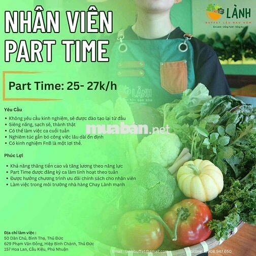 𝐓𝐮𝐲𝐞̂̉𝐧 𝐃𝐮̣𝐧𝐠 Nhân Viên Part / Full Time