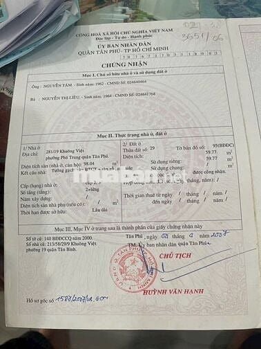 🏡 CẦN BÁN GẤP NHÀ KHUÔNG VIỆT (Phú Trung, Tân Phú) – 5 TỶ 460, bớt lộc