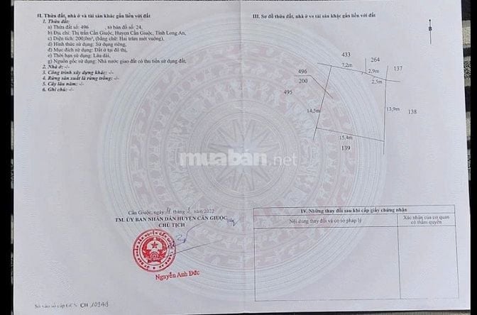 Bán đất thổ cư, mặt tiền Cần Giuộc, Long An (1 đất tách 2 sổ), 573m2