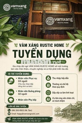 TUYỂN NV PHỤC VỤ, BUỒNG PHÒNG, BẾP CẦN THƠ