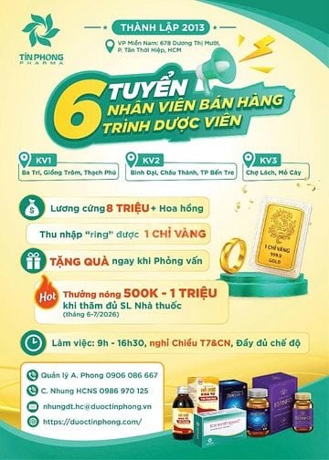 Tuyển Trình dược tại Bến Tre 10 - 12 triệu