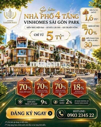 NHÀ PHỐ VINHOMES SAI GON PARK CHỈ TỪ 4TỶ
