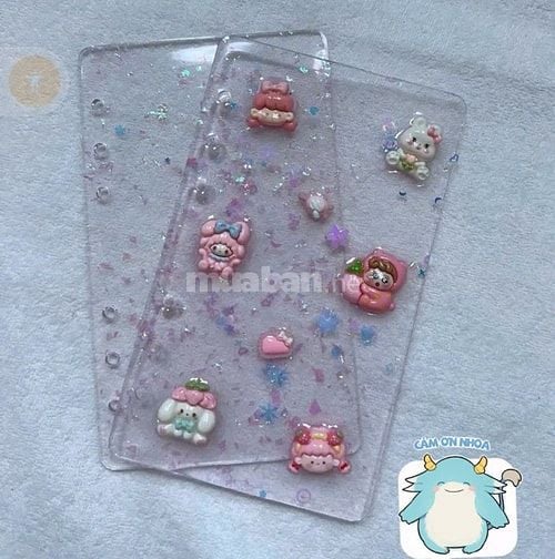 Bìa resin dưa hấu - hồng pastel - bò sữa