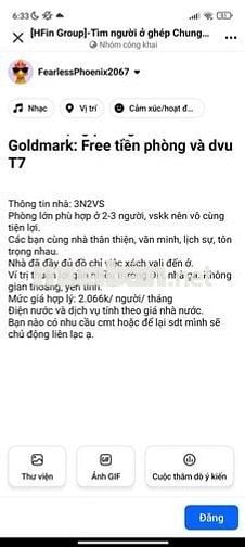 Free tiền nhà và dịch vụ T7 tại Goldmark city