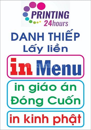 photo in màu menu thực đơn, bằng khen