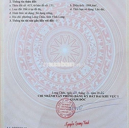 ĐẤT MẶT TIỀN ĐƯỜNG VÕ VĂN KIỆT PHƯỜNG LONG CHÂU TỈNH VĨNH LONG