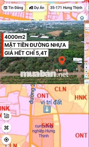 4000m2 Đối diện Cụm công nghiệp 