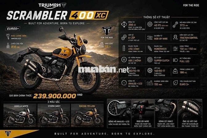 Triumph Scrambler 400 XC 2026 Vàng 398cc