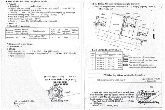 Bán Khu Đất 1.087m3 thổ cư Mặt tiền Phan Văn Hớn, P Tân Thới Nhất