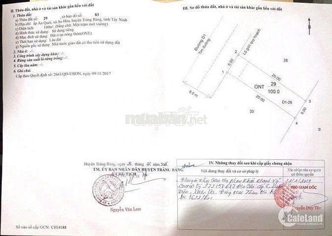  Ra Hàng Lô Đất 100m2 Gần Trường THCS An Hòa, T. Bàng - Giá 600tr, SHR