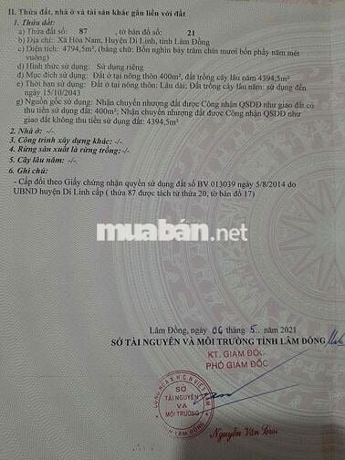 Đất chính chủ, Hoà Nam, Di Linh hơn 4.000m2