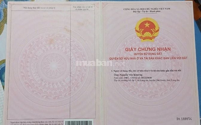 Bán đất sổ riêng 121m2 - xã Long An - Cần Giuộc - Long An, giá 380tr
