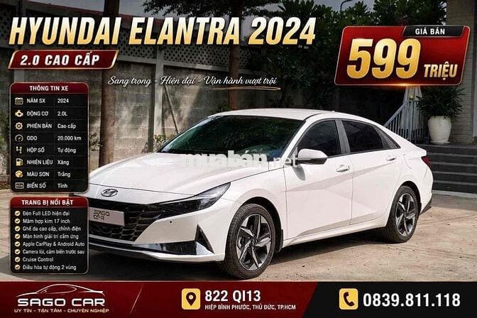 Hyundai Elantra 2024 2.0 Cao Cấp Trắng 20.000km