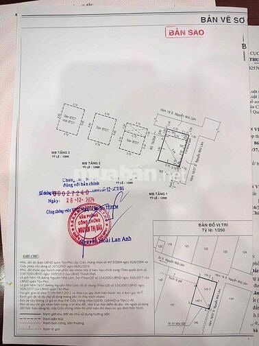 16/37A Nguyễn Nhữ Lãm P Phú Thọ Hòa Q Tân Phú 24m2 4 tầng 4x6m Hướng B