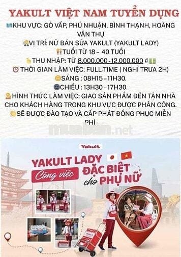 TUYỂN DỤNG NỮ BÁN HÀNG YAKULT
