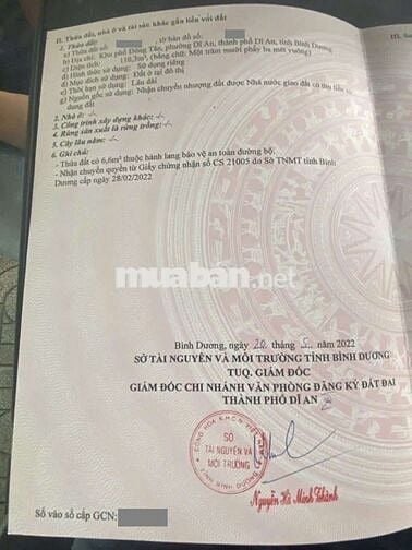 Đất gần trường học 1,2 đường Nguyễn Du phường Dĩ An Tp Dĩ An