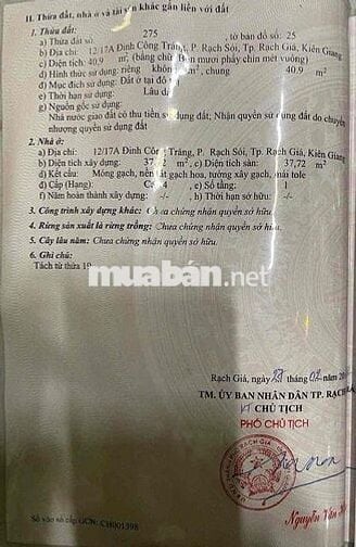 Nhà Ở Ngay Trung Tâm Thương Mại Rạch Sỏi
