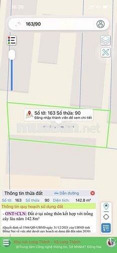 Đất ở 142,8m2 tại Phường Long Thành, tỉnh Đồng Nai